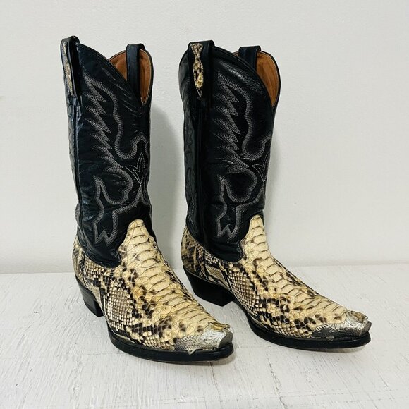 Dos De Oro Boots Python Two Tone J-Toe Casual Western Cowboy Men 5 - Picture 2 of 16